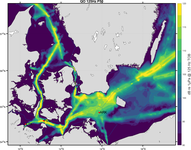 Bild: Schallkarte © erstellt mit dem qos tool von Quiet Oceans / Fritjof Basan (BSH)