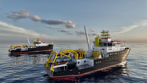Die zwei Neubauten des BSH in einer Computersimulation, ausgestattet mit umwelt- und klimafreundlichen Energieerzeugungsanlagen © Gondan Shipyard / Seaplace GONDAN_RENDER_MAR_05 600px.jpg