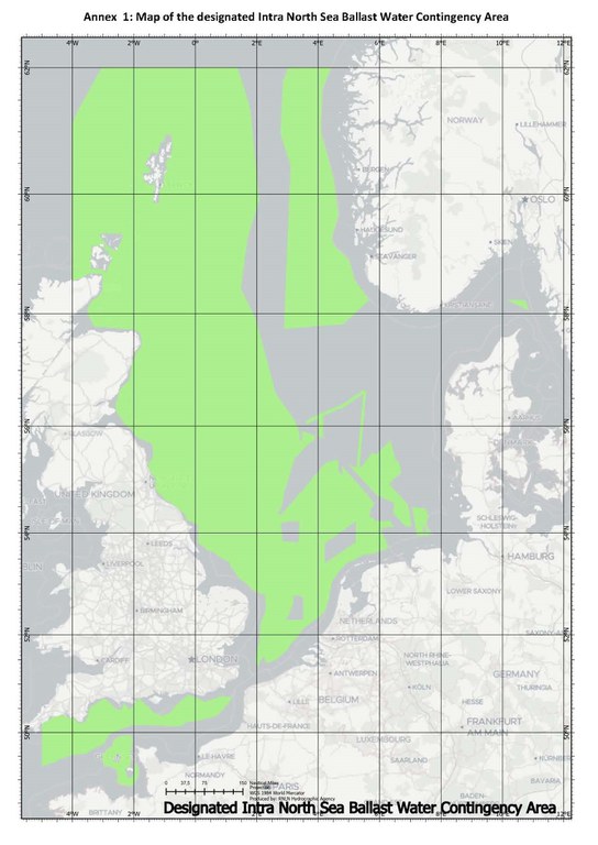 Karte des Intra-Nordsee-Ballastwasser-Gebietes