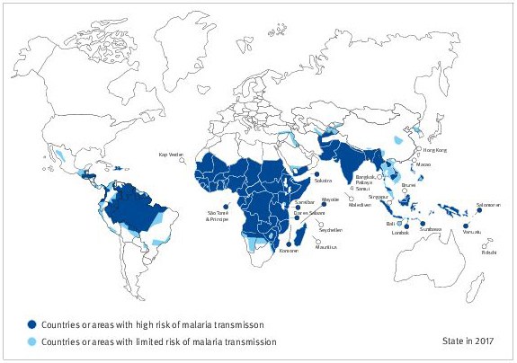 Karte Malariagebiete