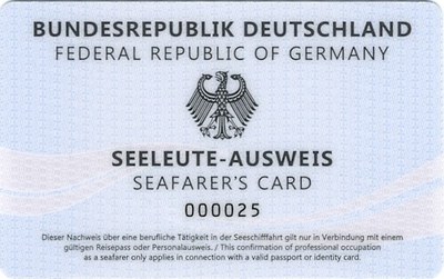 German seafarer's card (sample back)