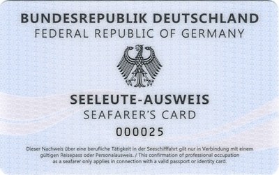 German seafarer's card (sample back) German seafarer's card (sample back)
