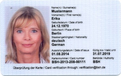 German seafarer's card (sample front)