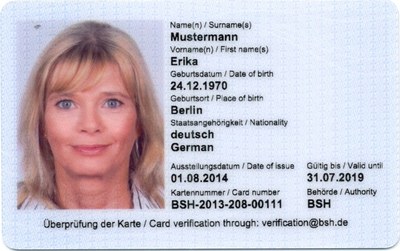 German seafarer's card (sample front) German seafarer's card (sample front)