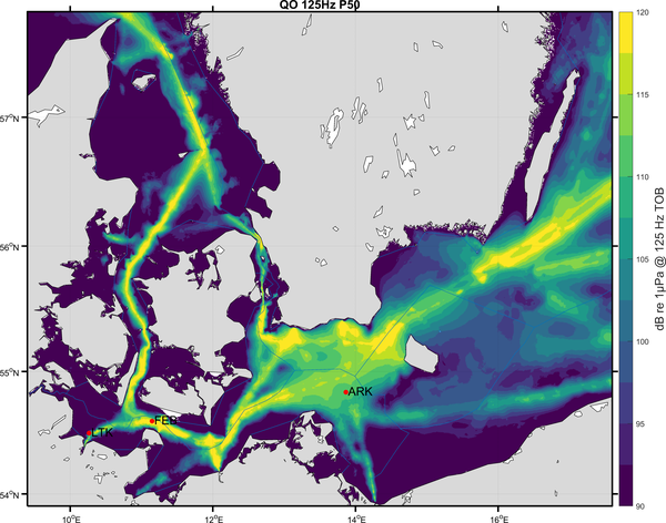 Picture: Soundmap © made with the qos tool from Quiet Oceans / Fritjof Basan (BSH)